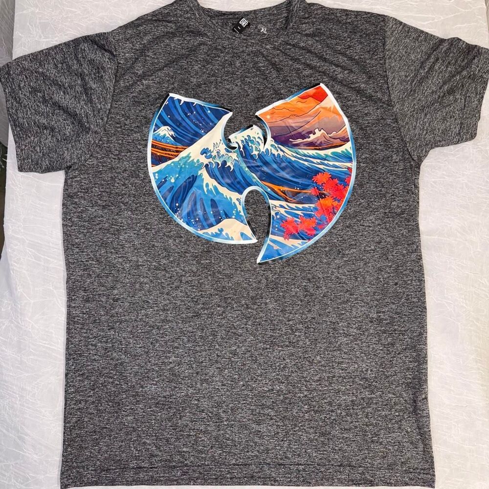 DRI Men’s XL Wu-Tang Style Wave Graphic Performance T-Shirt Gray